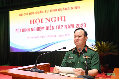 Bộ CHQS tỉnh Quảng Ninh: Rút kinh nghiệm diễn tập năm 2023

